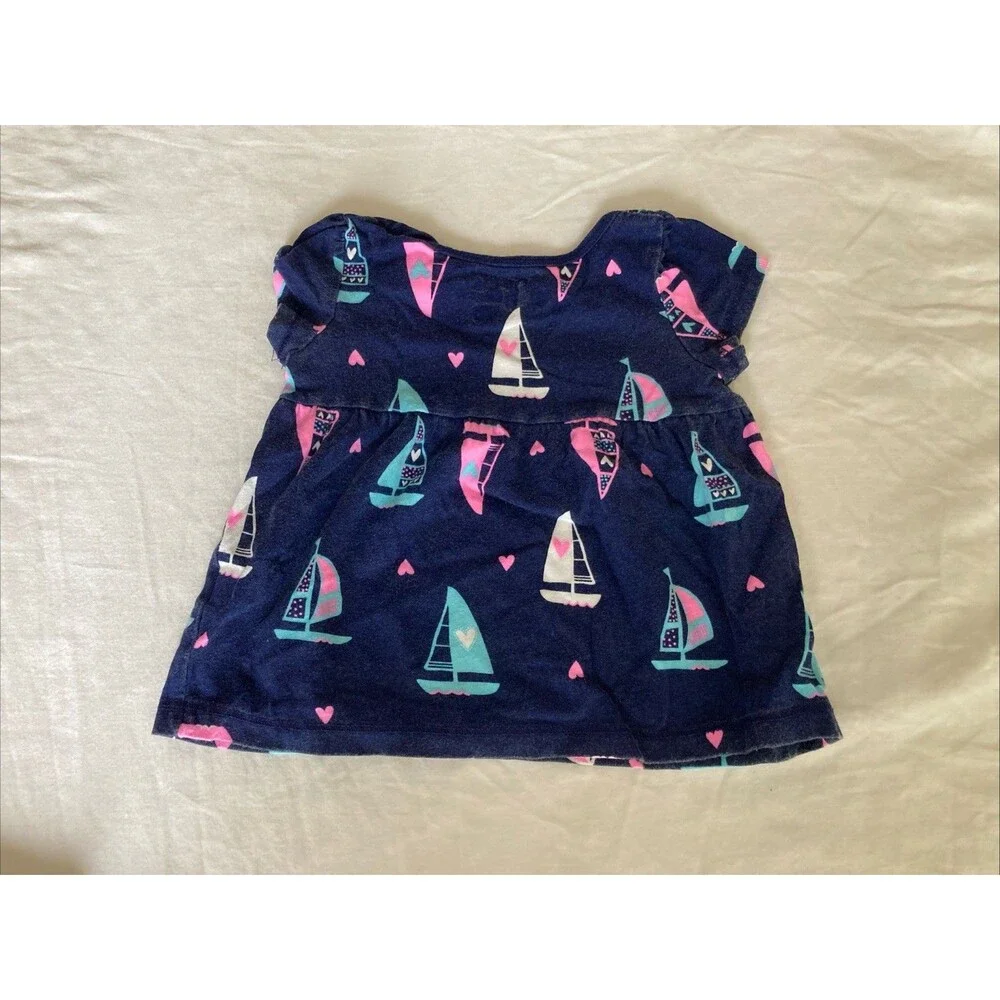 6 Months Jumping Beans baby girl clothes - one piece top | heart & boat theme